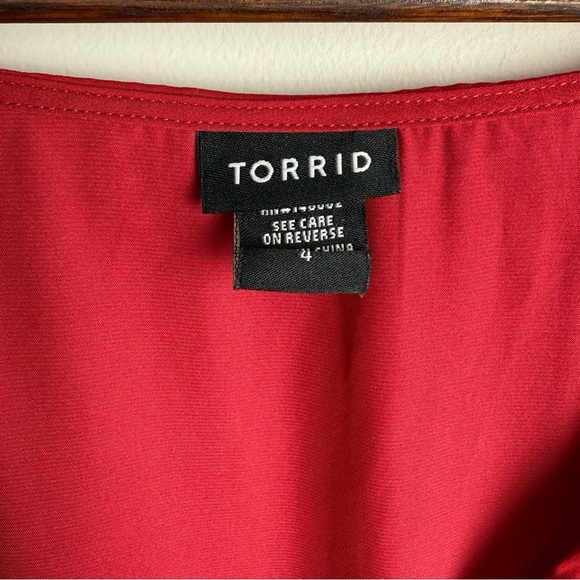 Torrid Red Surplice Wrap Peplum Blouse Size 4X Flowy Plus Size Top Holiday Basic - Picture 8 of 8